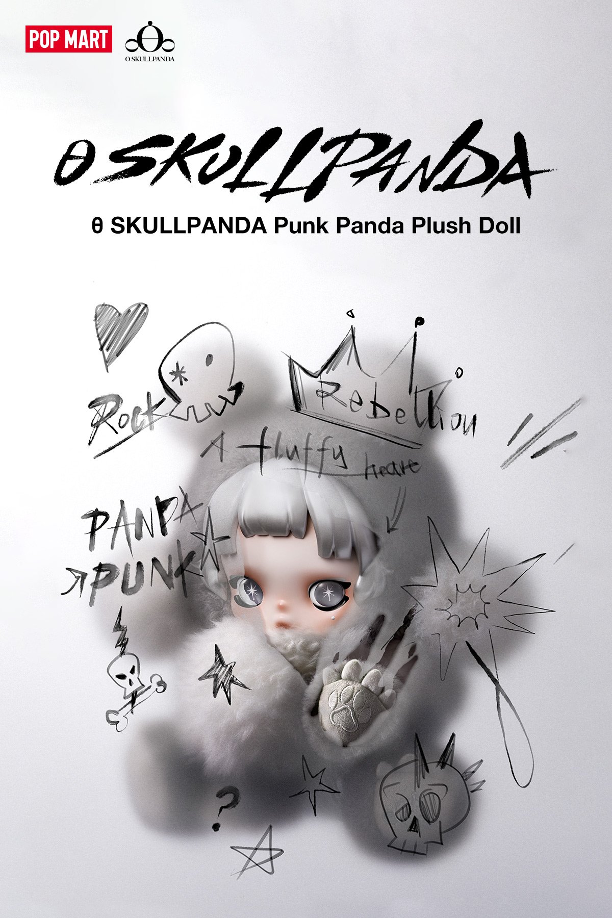 θ SKULLPANDA Punk Panda Plush Doll - POP MART Official