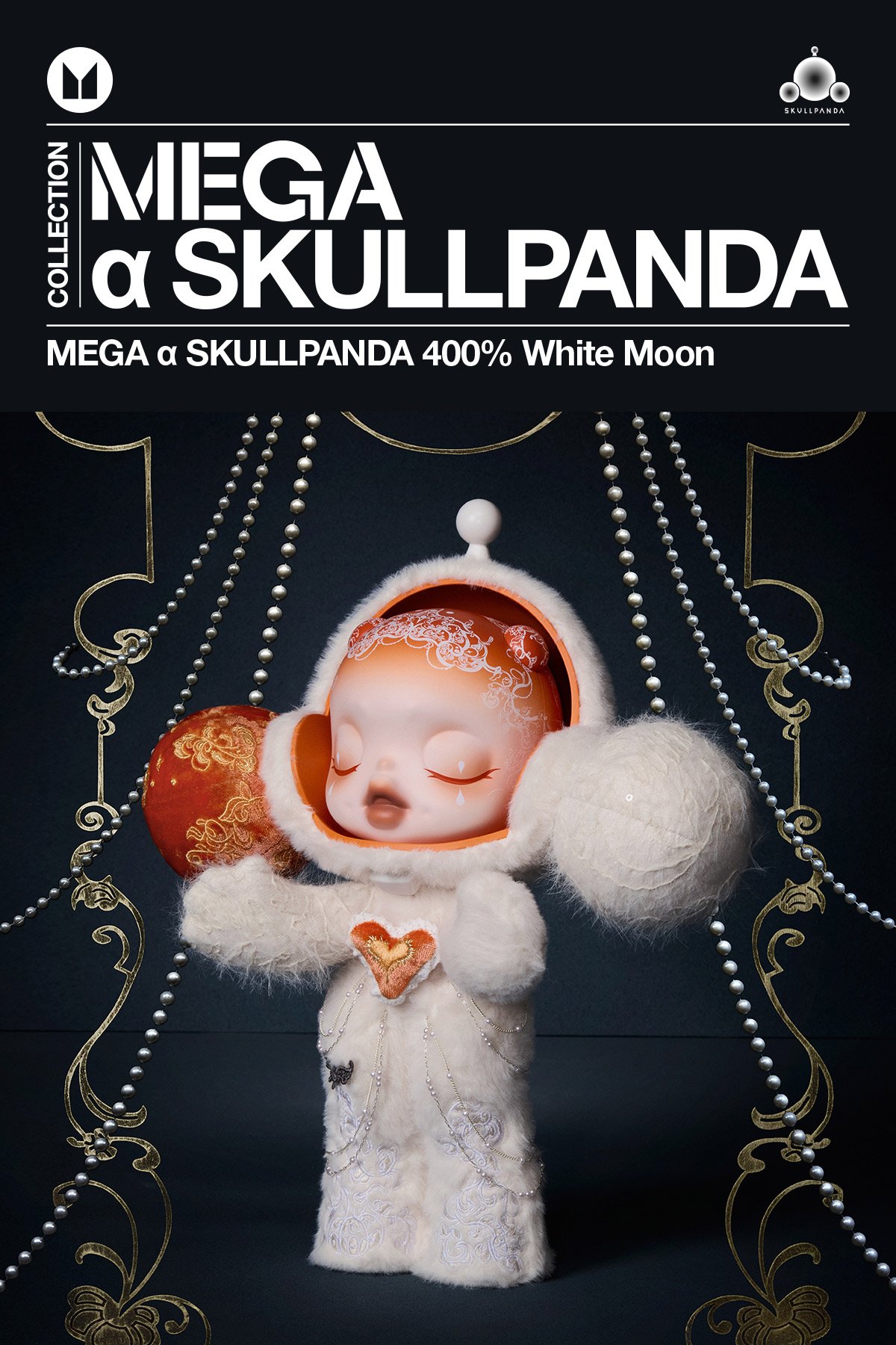 MEGA α SKULLPANDA 400% White Moon - POP MART Official