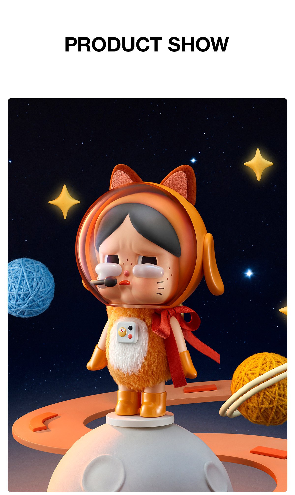 Crybaby Space Cat Figurine-Orange - POP MART Official