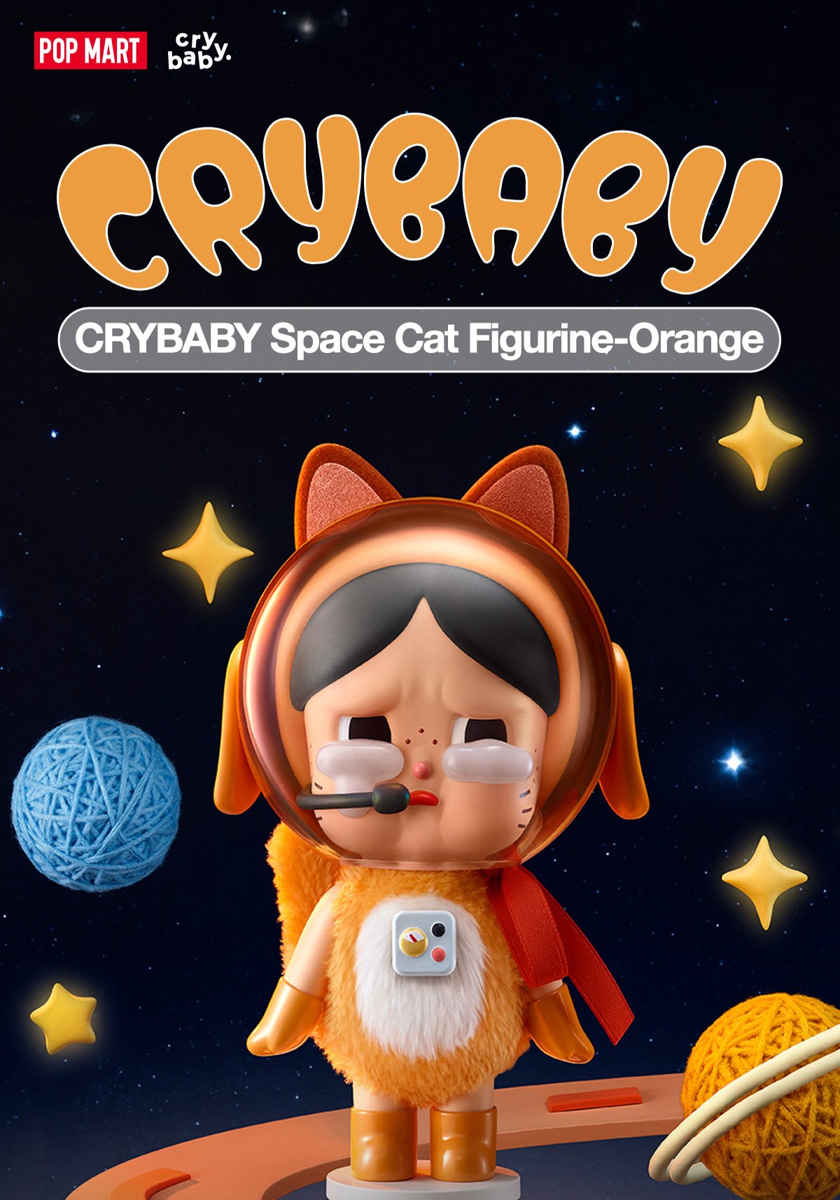 Crybaby Space Cat Figurine-Orange - POP MART Official