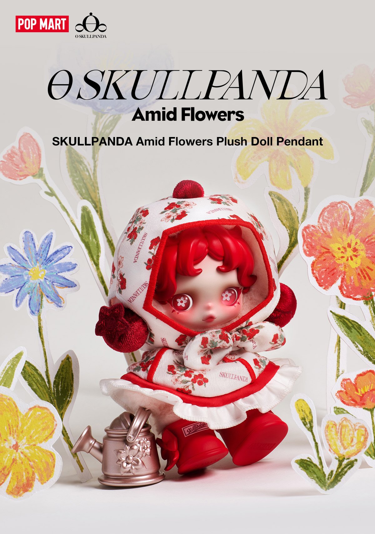 SKULLPANDA Amid Flowers Plush Doll Pendant | POP MART Official