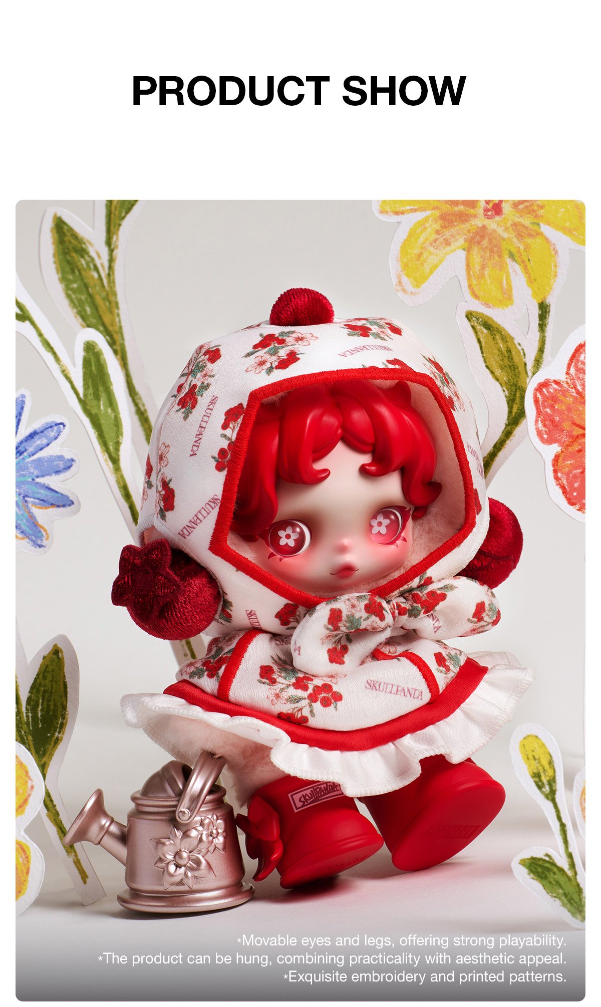 SKULLPANDA Amid Flowers Plush Doll Pendant | POP MART Official