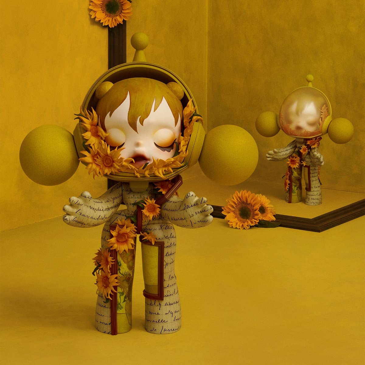 MEGA α SKULLPANDA 400% Van Gogh Museum Sunflowers - POP MART Official