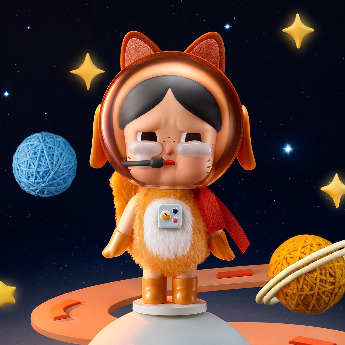Crybaby Space Cat Figurine-Orange - POP MART Official