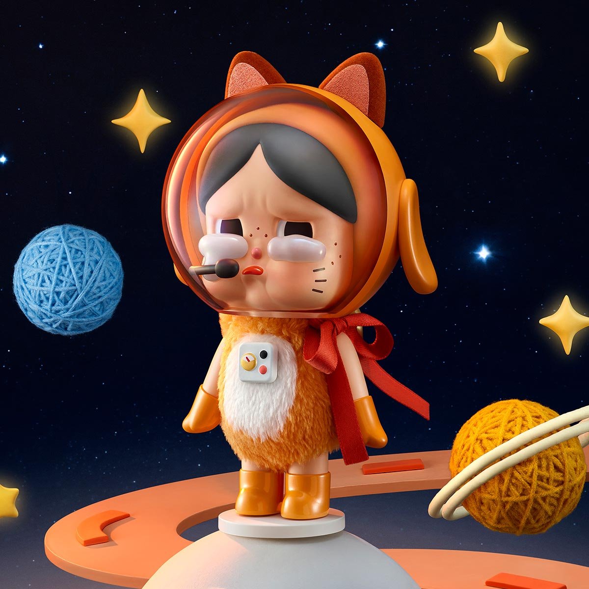 POPMART Crybaby space cat orange クライベイビー Crybaby Space Cat Figurine-Orange - POP MART Official