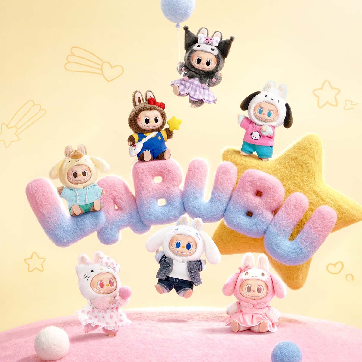 THE MONSTERS × Hello Kitty and Friends Series-Vinyl Plush Pendant