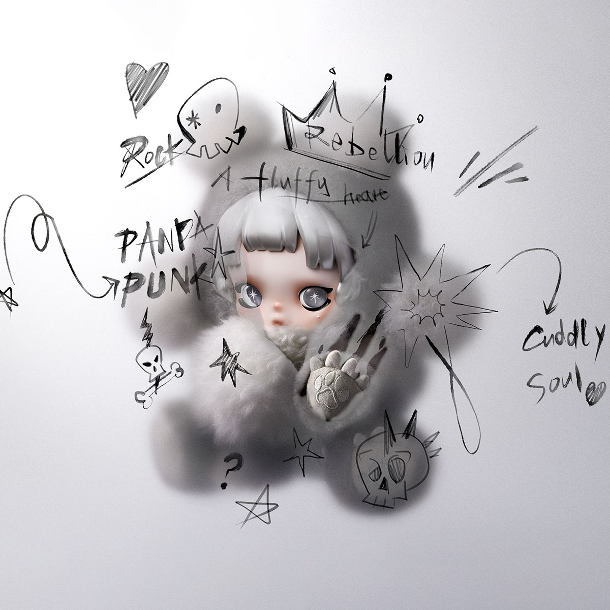 θ SKULLPANDA Punk Panda Plush Doll - POP MART Official